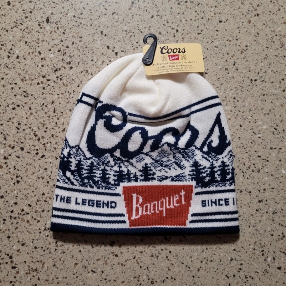 Coors Banquet Beer Skull Cap Hat Beanie Officially Licensed OSFM NWT